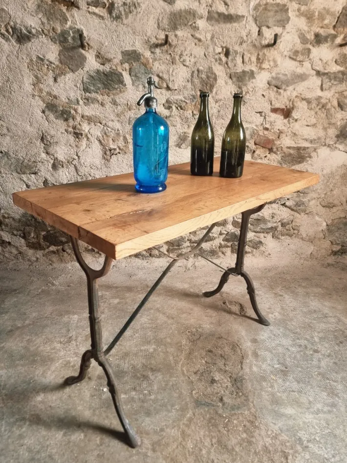Pamono Vintage French Bistro Table with Oak Top, 1960s Sale