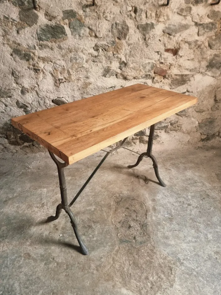 Pamono Vintage French Bistro Table with Oak Top, 1960s Sale