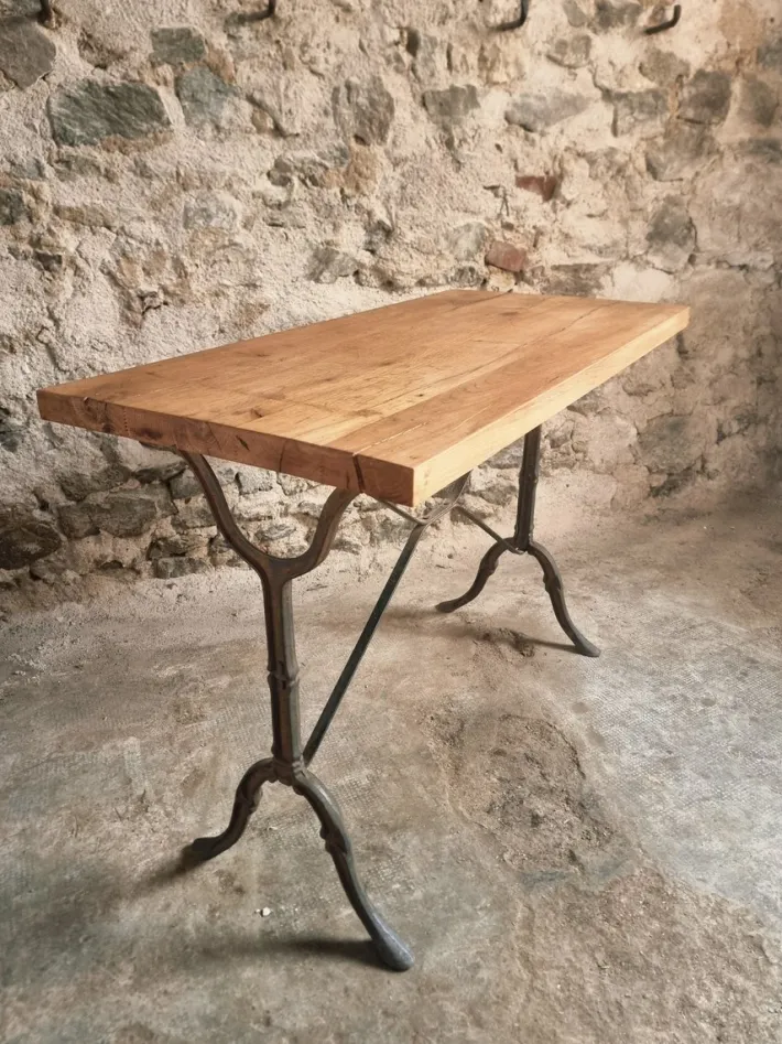 Pamono Vintage French Bistro Table with Oak Top, 1960s Sale
