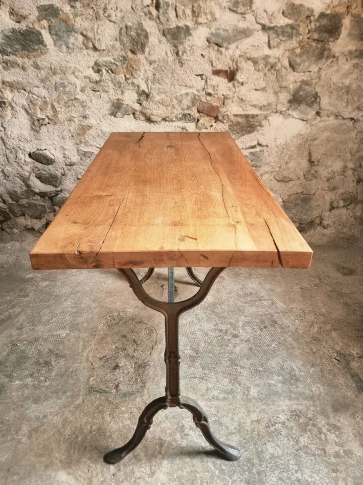 Pamono Vintage French Bistro Table with Oak Top, 1960s Sale