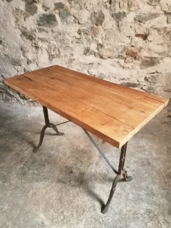 Pamono Vintage French Bistro Table with Oak Top, 1960s Sale
