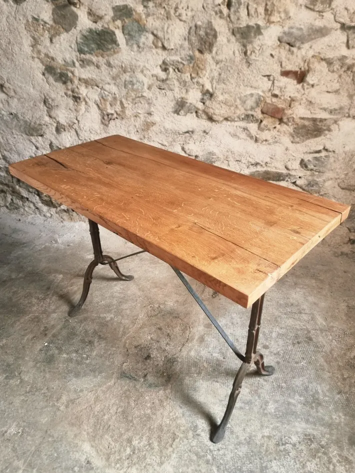 Pamono Vintage French Bistro Table with Oak Top, 1960s Sale