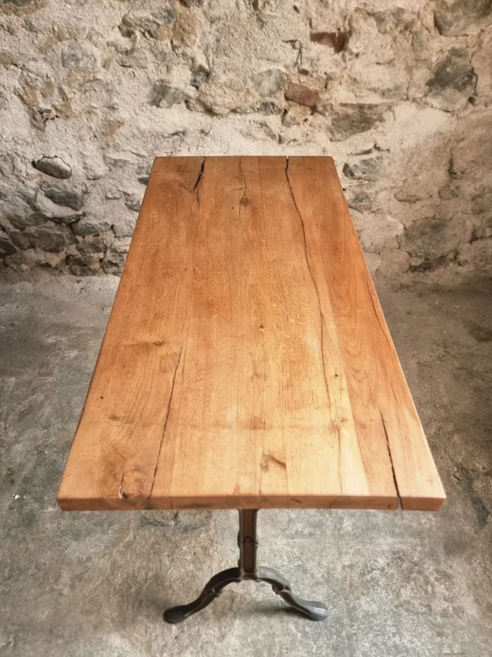 Pamono Vintage French Bistro Table with Oak Top, 1960s Sale