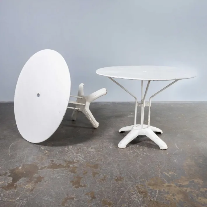 Pamono Vintage French Cast Base White Outdoor Table, 1950s Online