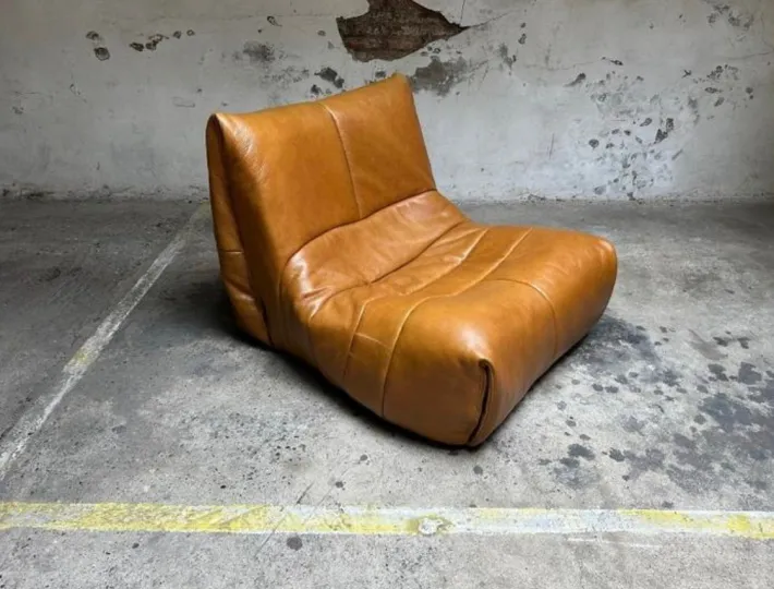 Pamono Vintage French Cognac Leather Lounge Chair from Roche Bobois, 1970s Best