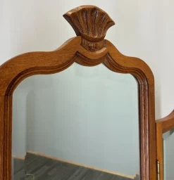 Pamono Vintage French Dressing Table with Mirror in Oak Sale