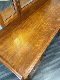 Pamono Vintage French Dressing Table with Mirror in Oak Sale