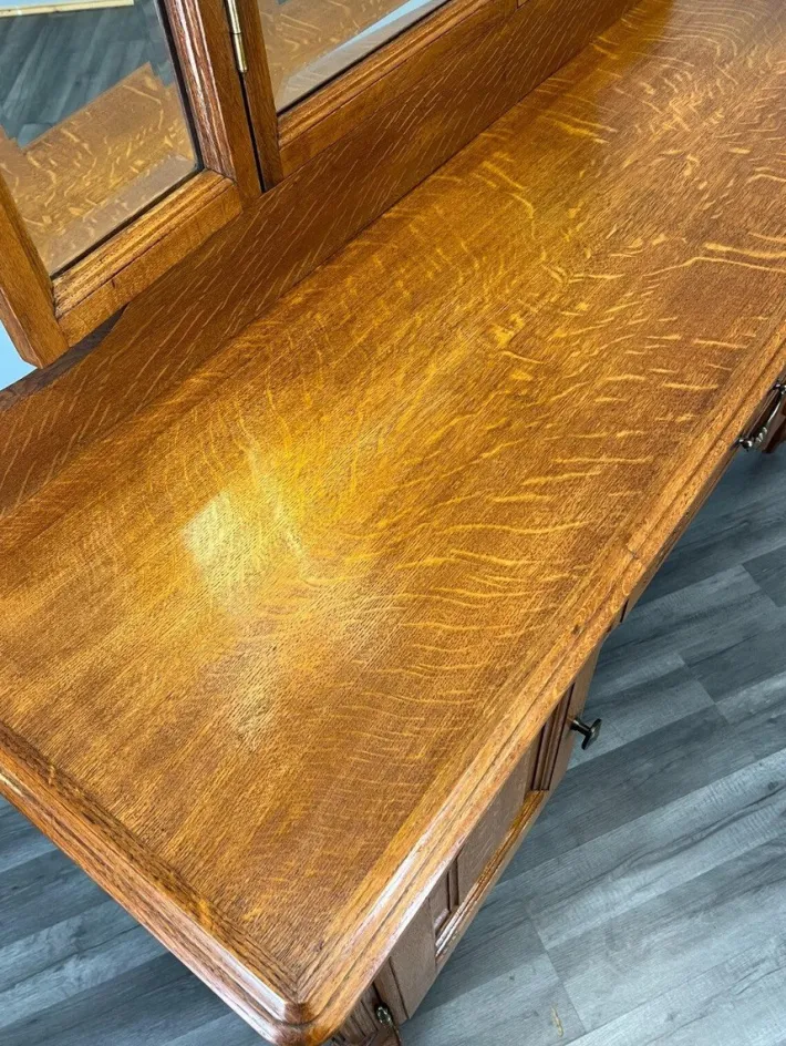 Pamono Vintage French Dressing Table with Mirror in Oak Sale