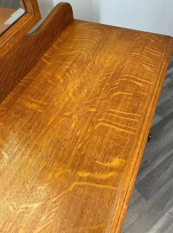 Pamono Vintage French Dressing Table with Mirror in Oak Sale