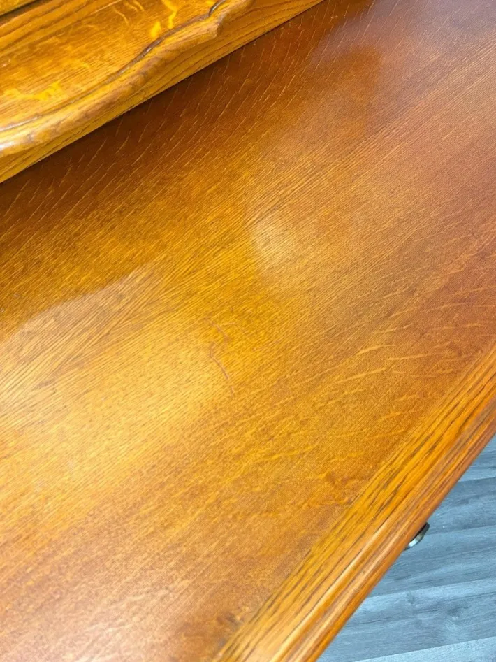 Pamono Vintage French Dressing Table with Mirror in Oak Outlet