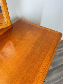 Pamono Vintage French Dressing Table with Mirror in Oak Outlet