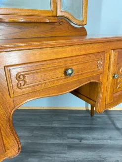 Pamono Vintage French Dressing Table with Mirror in Oak Outlet