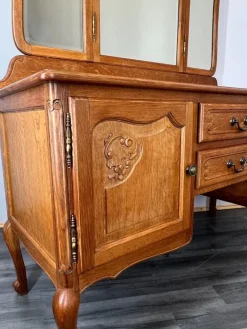 Pamono Vintage French Dressing Table with Mirror in Oak Best