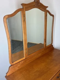 Pamono Vintage French Dressing Table with Mirror in Oak Best