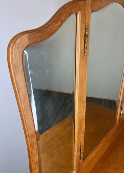 Pamono Vintage French Dressing Table with Mirror in Oak Best
