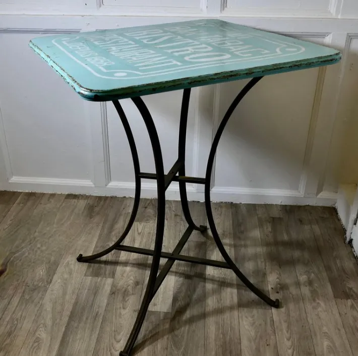 Pamono Vintage French Enamel Bistro Table, 1950s Clearance