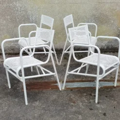 Pamono Vintage French Garden Chairs in Perforated Steel in the style of Mathieu Matégot, 1950s, Set of 4 Outlet