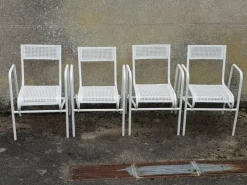 Pamono Vintage French Garden Chairs in Perforated Steel in the style of Mathieu Matégot, 1950s, Set of 4 Outlet