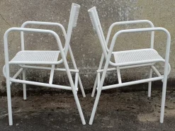 Pamono Vintage French Garden Chairs in Perforated Steel in the style of Mathieu Matégot, 1950s, Set of 4 Outlet