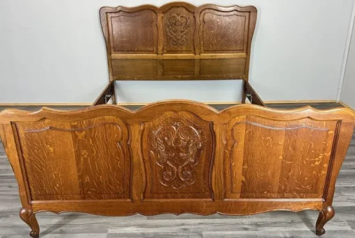 Pamono Vintage French Louis Bed Frame in Oak