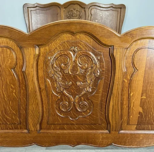 Pamono Vintage French Louis Bed Frame in Oak