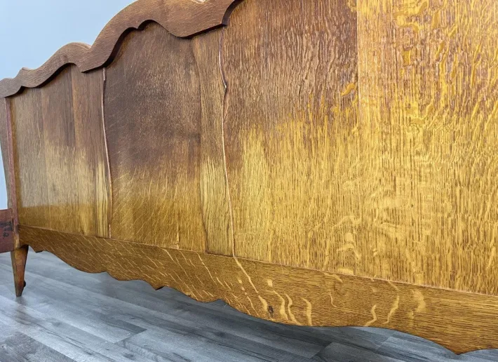 Pamono Vintage French Louis Bed Frame in Oak