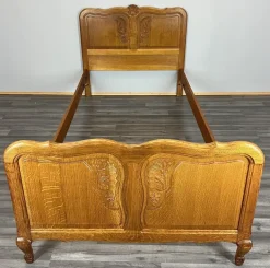 Pamono Vintage French Louis Style Carved Oak Single Bed Hot
