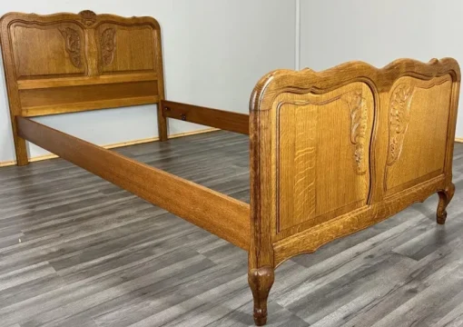 Pamono Vintage French Louis Style Carved Oak Single Bed Hot