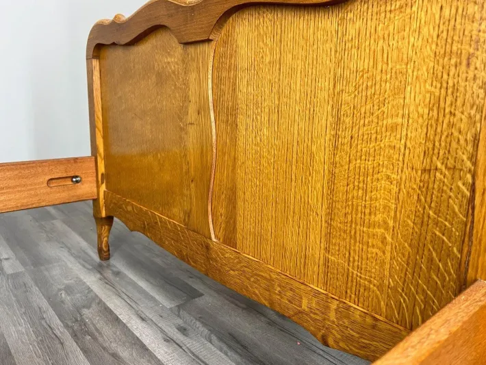Pamono Vintage French Louis Style Carved Oak Single Bed Hot