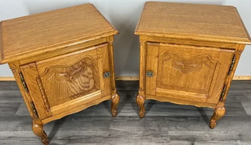 Pamono Vintage French Louis XVI Style Oak Bedside Tables, Set of 2 Discount