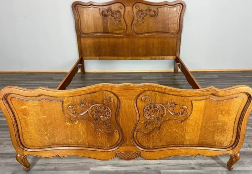 Pamono Vintage French Louis XVI Style Double Carved Bed in Oak Discount