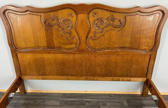 Pamono Vintage French Louis XVI Style Double Carved Bed in Oak Discount