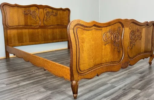 Pamono Vintage French Louis XVI Style Double Carved Bed in Oak Discount