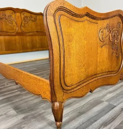 Pamono Vintage French Louis XVI Style Double Carved Bed in Oak Discount