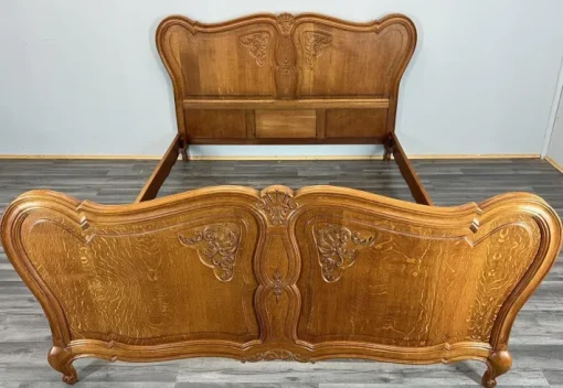Pamono Vintage French Louis XVI Style Double Carved Bed in Oak Outlet