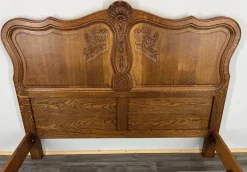 Pamono Vintage French Louis XVI Style Double Carved Bed Frame in Oak Clearance