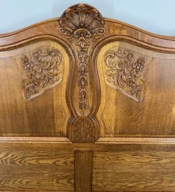 Pamono Vintage French Louis XVI Style Double Carved Bed Frame in Oak Clearance