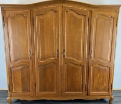 Pamono Vintage French Louis XVI Carved Oak 4-Door Armoire