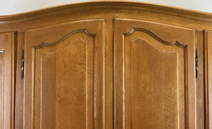 Pamono Vintage French Louis XVI Carved Oak 4-Door Armoire