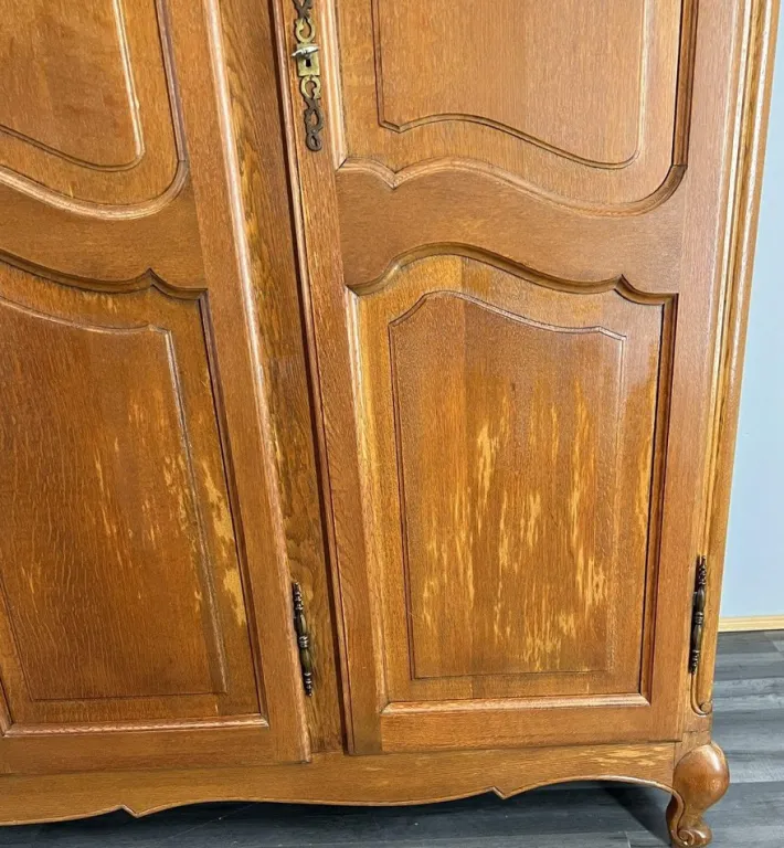 Pamono Vintage French Louis XVI Carved Oak 4-Door Armoire