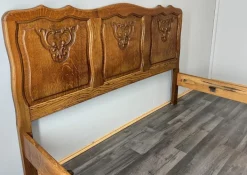 Pamono Vintage French Louis XVI Style Double Carved Bed Frame in Oak