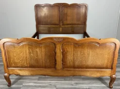 Pamono Vintage French Louis XVI Style Double Carved Bed in Oak Sale