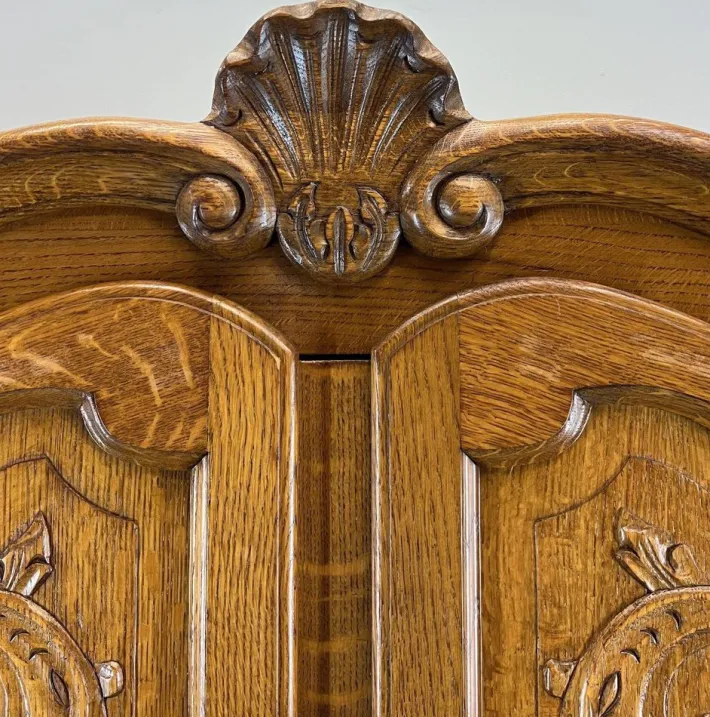 Pamono Vintage French Louis XVI Carved Oak 4-Door Armoire