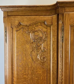 Pamono Vintage French Louis XVI Carved Oak 4-Door Armoire