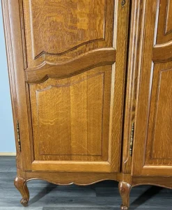 Pamono Vintage French Louis XVI Carved Oak 4-Door Armoire