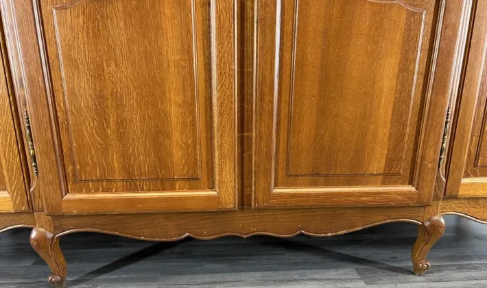 Pamono Vintage French Louis XVI Carved Oak 4-Door Armoire