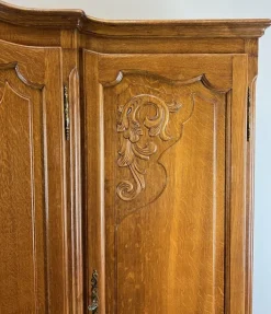 Pamono Vintage French Louis XVI Carved Oak 4-Door Armoire
