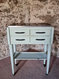 Pamono Vintage French Medical Instrument Table Metal Cabinet with Glass Top, 1960s Outlet