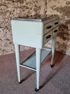 Pamono Vintage French Medical Instrument Table Metal Cabinet with Glass Top, 1960s Outlet