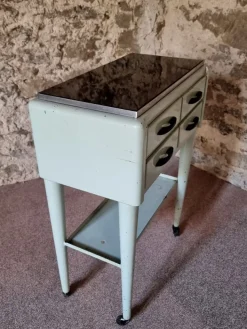 Pamono Vintage French Medical Instrument Table Metal Cabinet with Glass Top, 1960s Outlet
